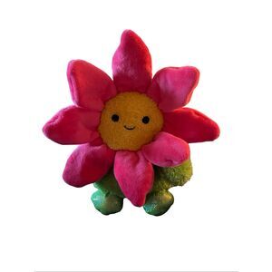BumBumz Pink Green Springbumz Dan the Daisy Flower Plush Stuffed Animal 8"